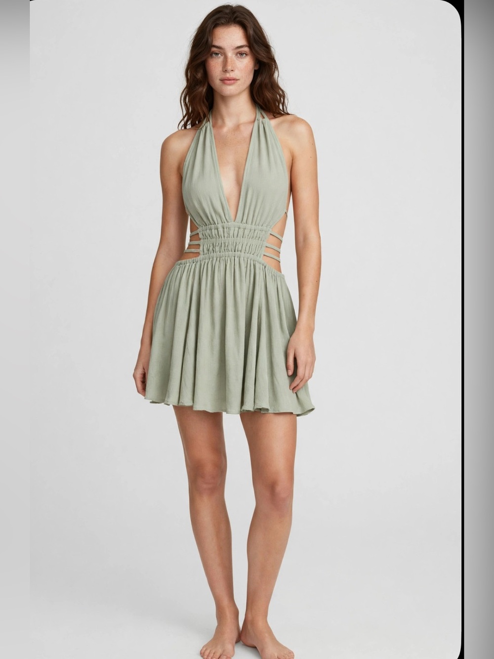 Lovely Day Sage Green Halter Mini Dress